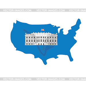 Белый дом на карте Америки. Резиденция - клипарт Royalty-Free