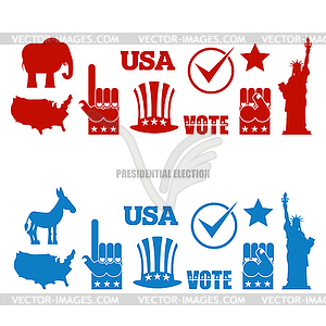 American Elections sign set. Republican elephant an - vector image