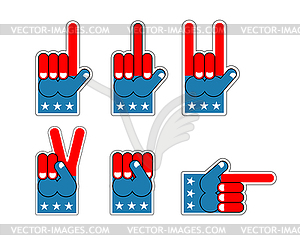 Foam Finger USA patriot. American sports symbol. - vector clipart