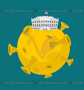 White house in moon. US President Residence in - vector clip art