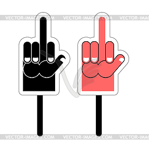 Foam finger fuck. Symbol of aggression and anger. - vector image