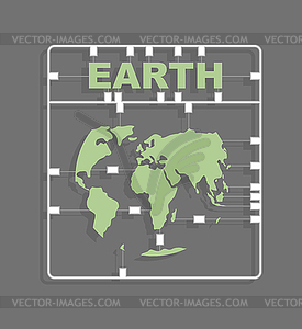 Earth Plastic model kit. Continents. World map - vector image