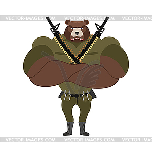 Military strong bear. Powerful big monster soldiers - royalty-free vector clipart