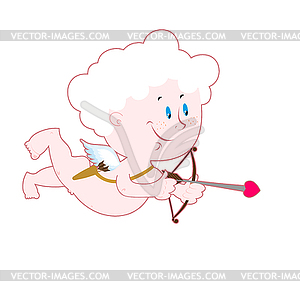 Cupid with white hair. Angel with wings shoots of - royalty-free vector image