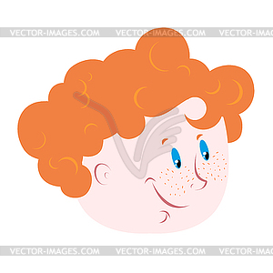 Red-haired boy with freckles. Head of lovely - vector image