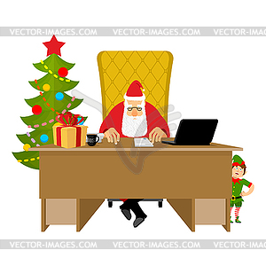 Santa Claus Office. Christmas work. Desk and chair - vector clipart