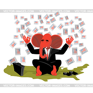 Red Elephant Republican meditates votes in USA - vector EPS clipart