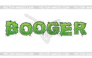 Booger Green slime letters. Snot slippery lettering - vector image