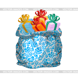 Bag Gzhel painted for new year Russian Father - vector clip art