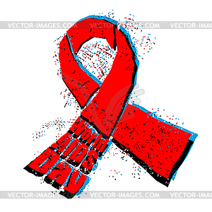 Всемирный день борьбы со СПИДом эмблема. Красная лента в стиле гранж - векторный дизайн