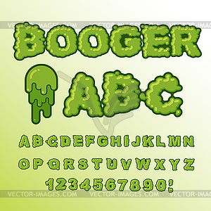 Бугер ABC. Зеленые буквы слизью. Сопли шрифта. сопли - векторное графическое изображение