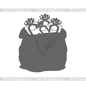 Sack Santa Claus icon flat style. Big bag with gift - vector clipart