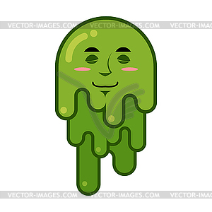 Peaceful snot. Sleeping emotion booger. Big green - vector image