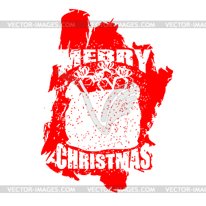 Santa Claus red bag in grunge style. Spray and - stock vector clipart