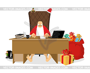 Santa Claus residence. Christmas big boss in Work - vector clipart