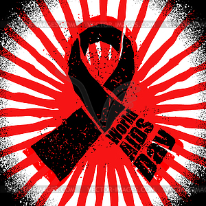 World AIDS Day in grunge style emblem. Red ribbon - vector clip art