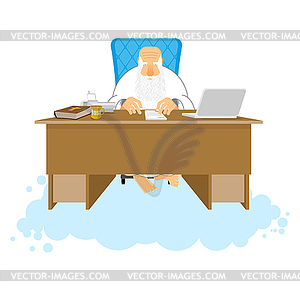 God job. Almighty of work place in heaven. Boss of - vector image