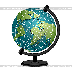 Earth school geography globe. Model of planet - vector image