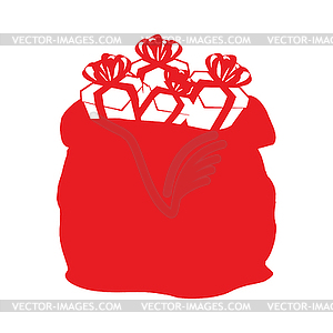 Bag Santa Claus icon. Big sack with gifts flat - vector clipart