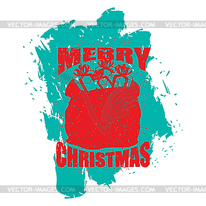 Merry Christmas bag with gifts. Big red sack of - vector image