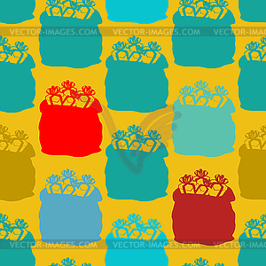 Santa bag with gifts seamless pattern. Big sack - vector clipart