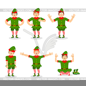 Christmas elf set of poses. Various movements - vector clipart / vector image