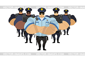 Strong Police to arrest. Police officers came to - vector image