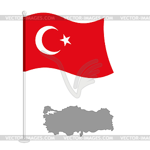 Turkey Flag . Red national flag of country. - vector clipart