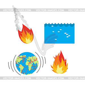 Природные disaste rplanet Землю. Метеорит летит - векторный клипарт / векторное изображение