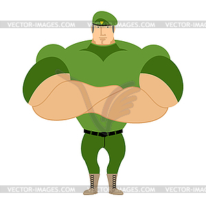 Marine in green beret. Special forces of strong man - vector clipart