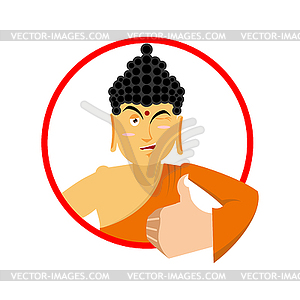 Buddha Thumbs up and winks. Indian god. Sign all - vector clipart