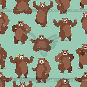 Bear seamless pattern. Grizzly ornament. Set wild - vector image