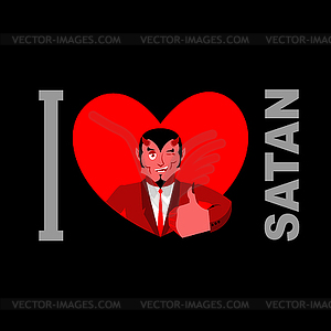 I love Satan. Symbol of heart and devil with - vector clip art