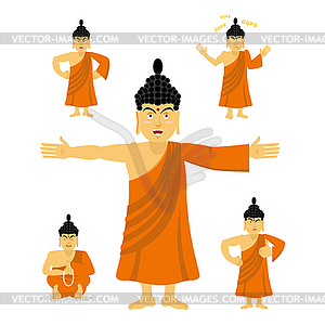 Buddha set of movements. Indian god set of poses. - vector image