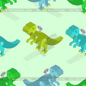 Toy dinosaur seamless pattern. Clockwork - vector clip art