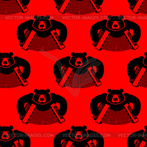 Bear with accordion seamless pattern. Wild beast an - vector image