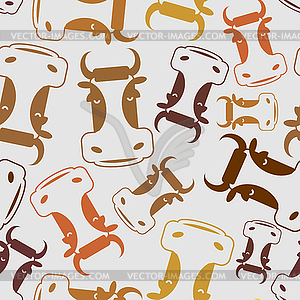 Cow seamless pattern. Head of bull pattern. beef - vector clipart
