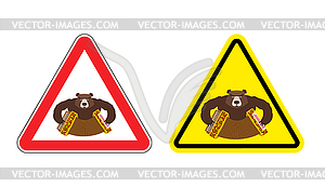 Warning sign drunk Russian tourist attention. - royalty-free vector image