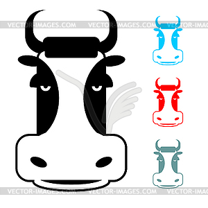 Cow icon flat style. Head farm animal stencil. - vector clipart