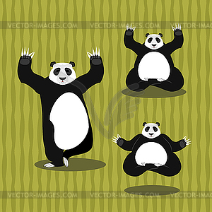 Panda Yoga meditating. Chinese bear on background o - stock vector clipart