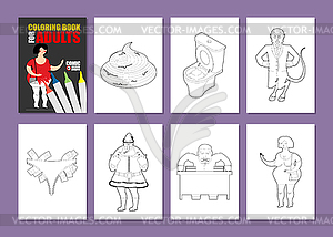 Adult coloring book. humor drawing major coloring. - vector clipart