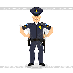 Angry policeman. wrathful Cop. Aggressive officer - vector image