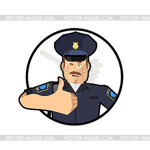 Police thumbs up. Signs all right. cheerful Kop. - vector EPS clipart