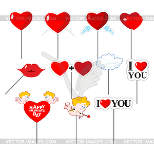 Valentines day Set photo props for photo shoot. - stock vector clipart