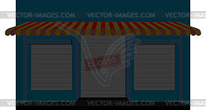 Shop closed. Storefront with sign is closed. - vector image