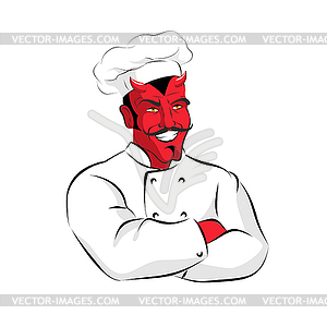 Hell of Cook. Devils kitchen. Satan in chef Cook. - royalty-free vector image