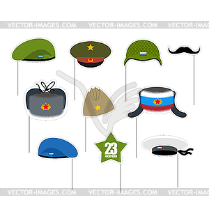 23 February Photo props. National holiday in Russia - vector clipart