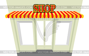 Shop. Storefront with visor. shop building. An empt - vector clip art