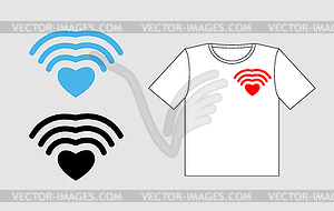 Wi-Fi Любовь. Шаблон дизайн футболки для - изображение в векторном формате