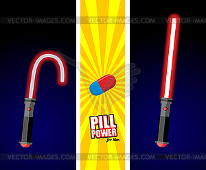 Lightsaber. Pill power for men. Slack sword. light - vector clipart